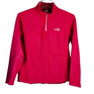 The North Face Polartec Classic Pullover Fleece Polyester Pink Red Size M ¼ Zip